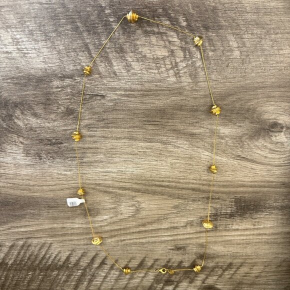 NWT Anne Klein Gold-Tone Necklace With Textured Beads & Lobster Clasp Closure - Picture 3 of 7